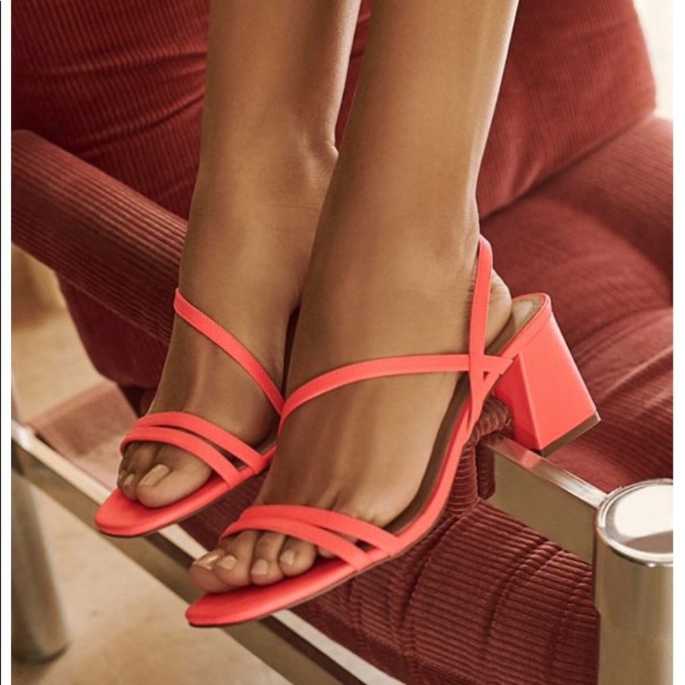 Beautiful never worn coral blocked heeled sandals from justfab